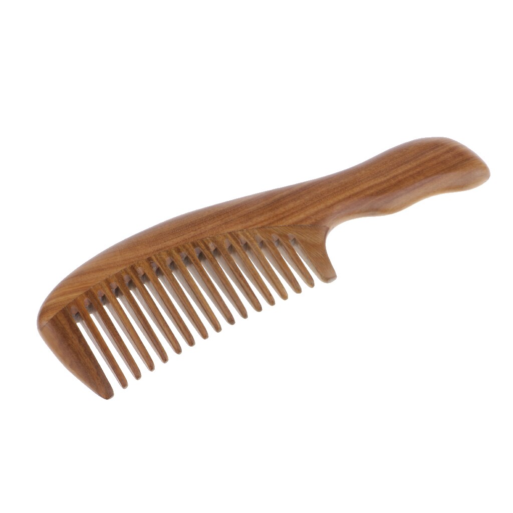 Peine de madera de sándalo peine de diente ancho-cepillo antiestático para el cuidado del cabello masaje de cabeza