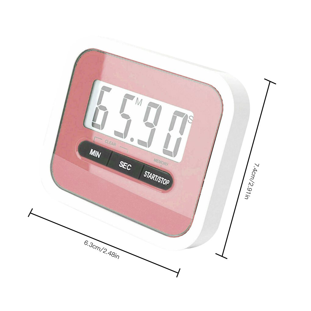 LCD Digital Display Timer Multifunctional Portable Kitchen Timer With Alarm Countdown Function Cook Timer 0-99:59: Pink