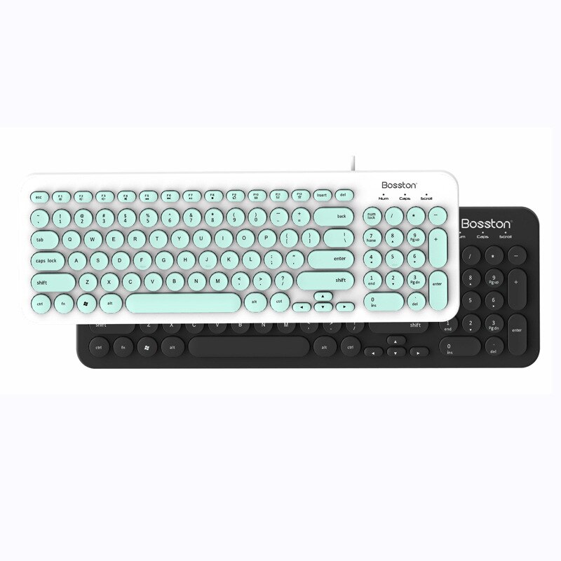 BOSSTON K360 chocolat clavier filaire rétro pièces rondes capuchon muet bureau maison ordinateur USB clavier