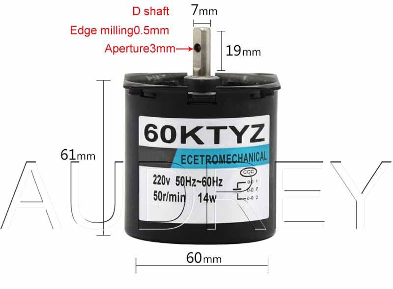 Low speed micro permanent magnet synchronous motor 60KTYZ AC 220V 14w geared motor 2.5 to 110rpm
