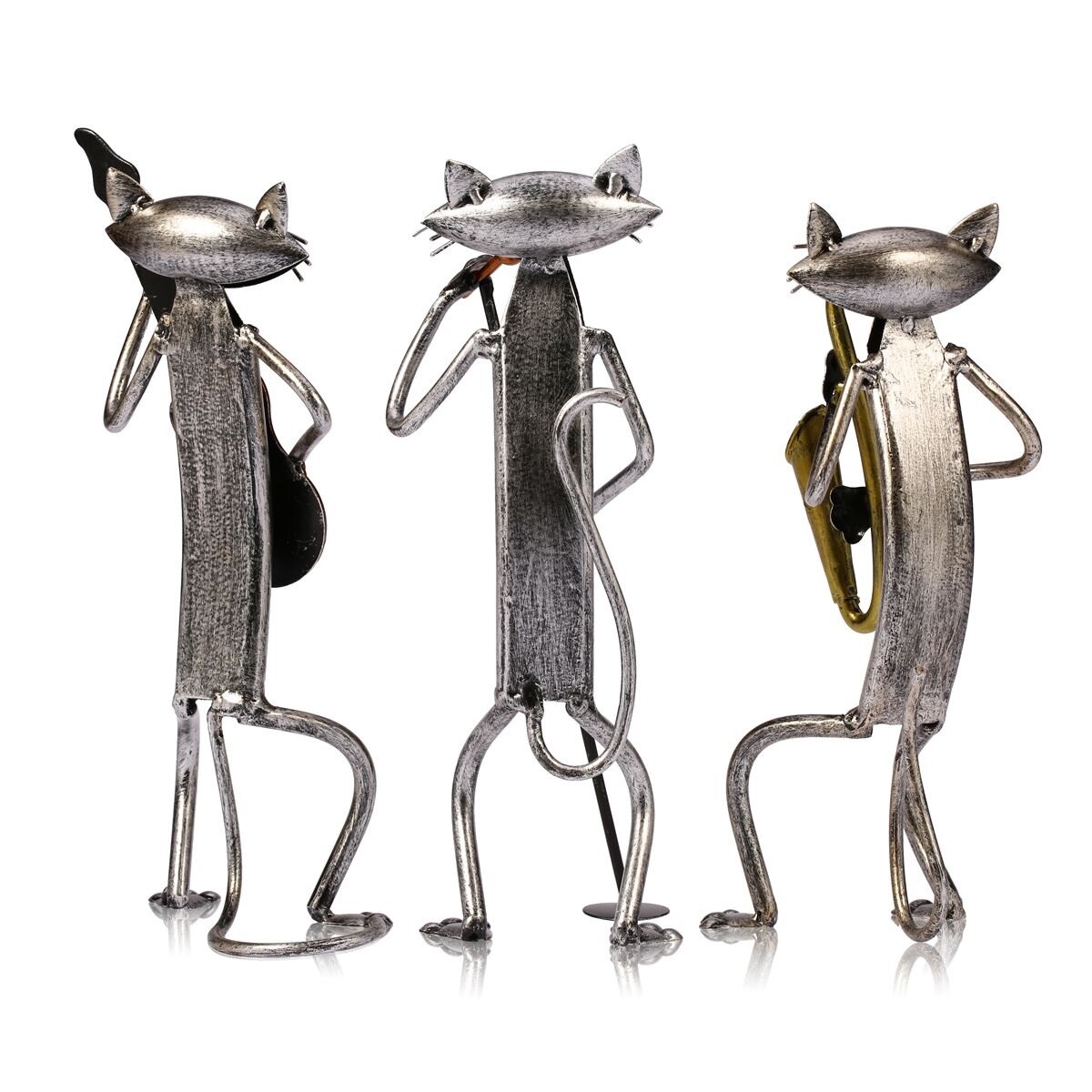 Figuras de arte del hierro hechas a mano de gatos, esculturas de Metal, objetos hechos a mano para el hogar, muebles para el hogar CGSTORE