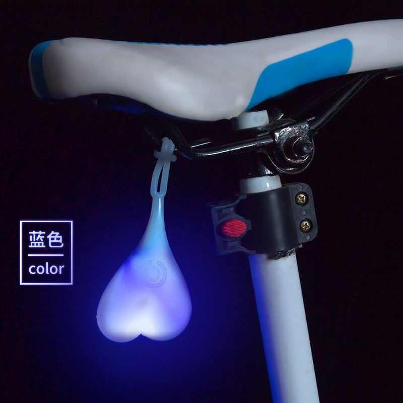 Vandtæt silikone cykel hjerte lampe nat cykling bagsæde baglygter cykel baglygter sikkerhed advarsel kugle lampe: Blå