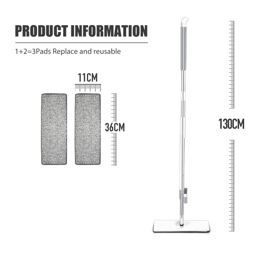 SDARISB Microfiber Mop Floor Cleaning Hardwood Hand Free Washing Mop Laminate Tile Floor Cleaner Mop Dry Wet Mop Cleaning Tools: mop 3 rags