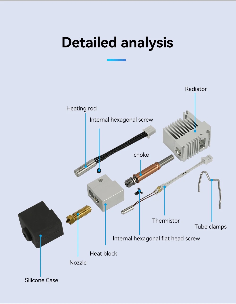 Hotend per Anycubic Kobra 3 Combo Hotend kit Termistore Gola Riscaldatore Blocco per K3 Combo caldo fine Dissipatore di Calore Parti Accessori