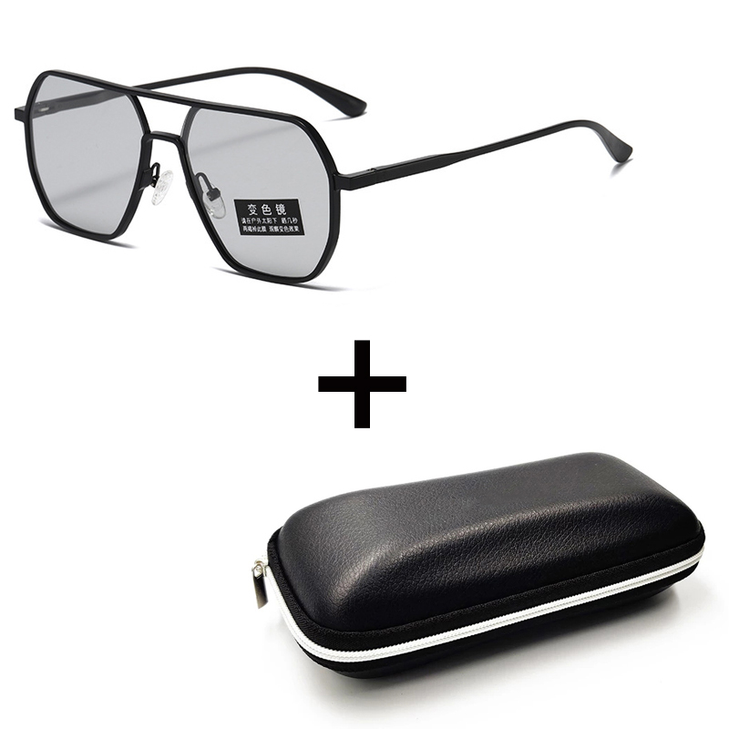 Óculos de sol fotocromáticos de metal de luxo masculino feminino moda polarizada óculos de sol elegante camaleão anti-reflexo óculos de condução uv400