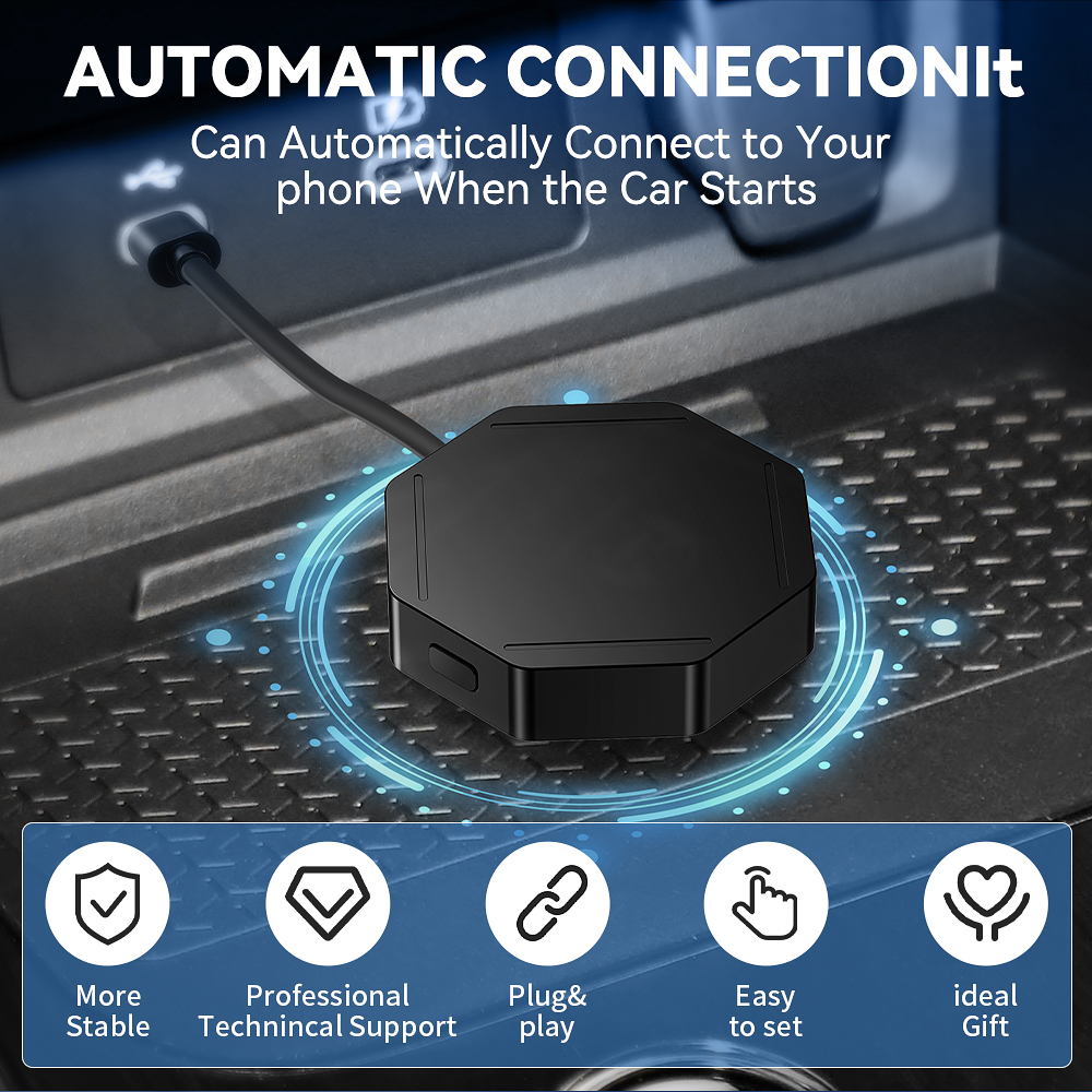 2-in-1 draadloze CarPlay-adapter Bedraad naar draadloze Carplay voor Android Auto/Carplay USB-aansluiting Auto-auto-adapter Plug & Play