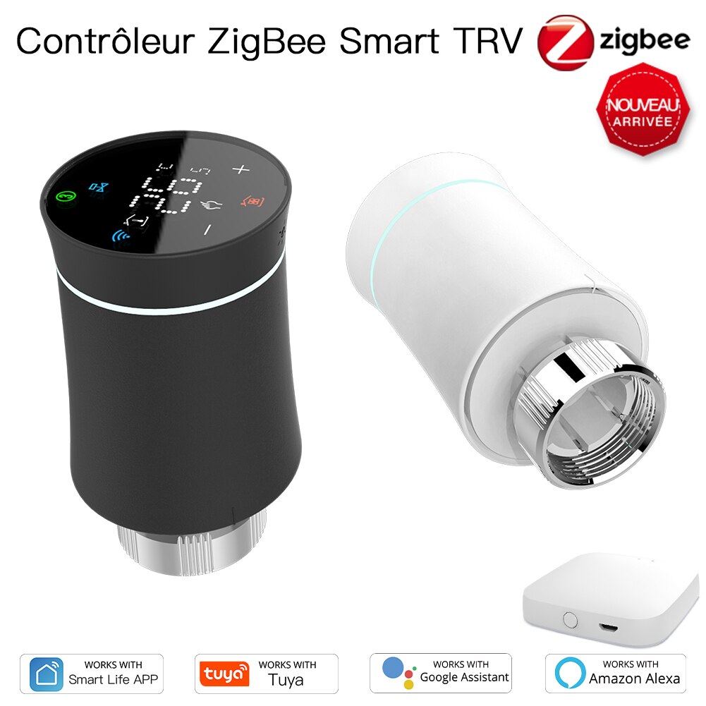 MoesHouse-Termostato ZigBee para radiador Tuya, controlador de temperatura inteligente programable TRV, válvula actuadora, control por voz con Alexa,