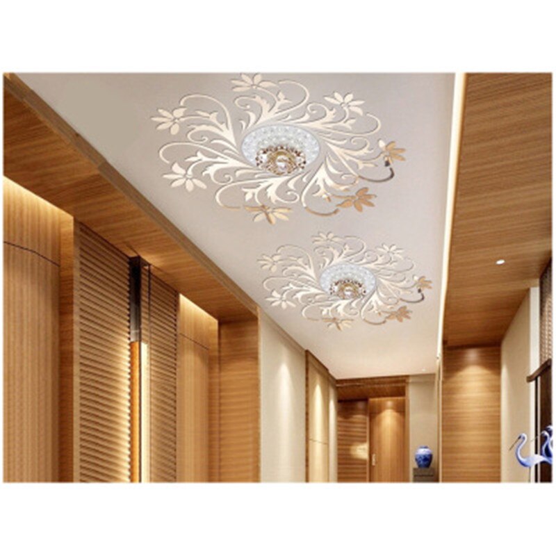 3D Plafond Decoratie Woonkamer Spiegel Muurstickers Retro Bloem Patroon Stereo Muurstickers Home Decor