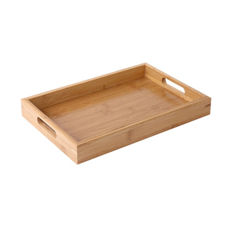 Bamboo Wooden Rectangular Tea Tray Solid Wood Tray Trays Serving Tray Kung Fu Tea Cup Tray Wooden Hotel Dinner Plate: L
