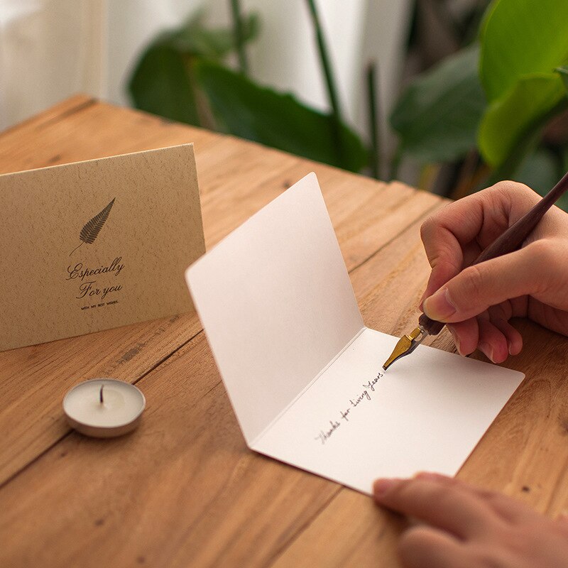 1 unidad de sobres creativos con de hojas verdes, tarjetas de felicitación, invitación, boda, gracias, cumpleaños, tarjeta de papel Kraft