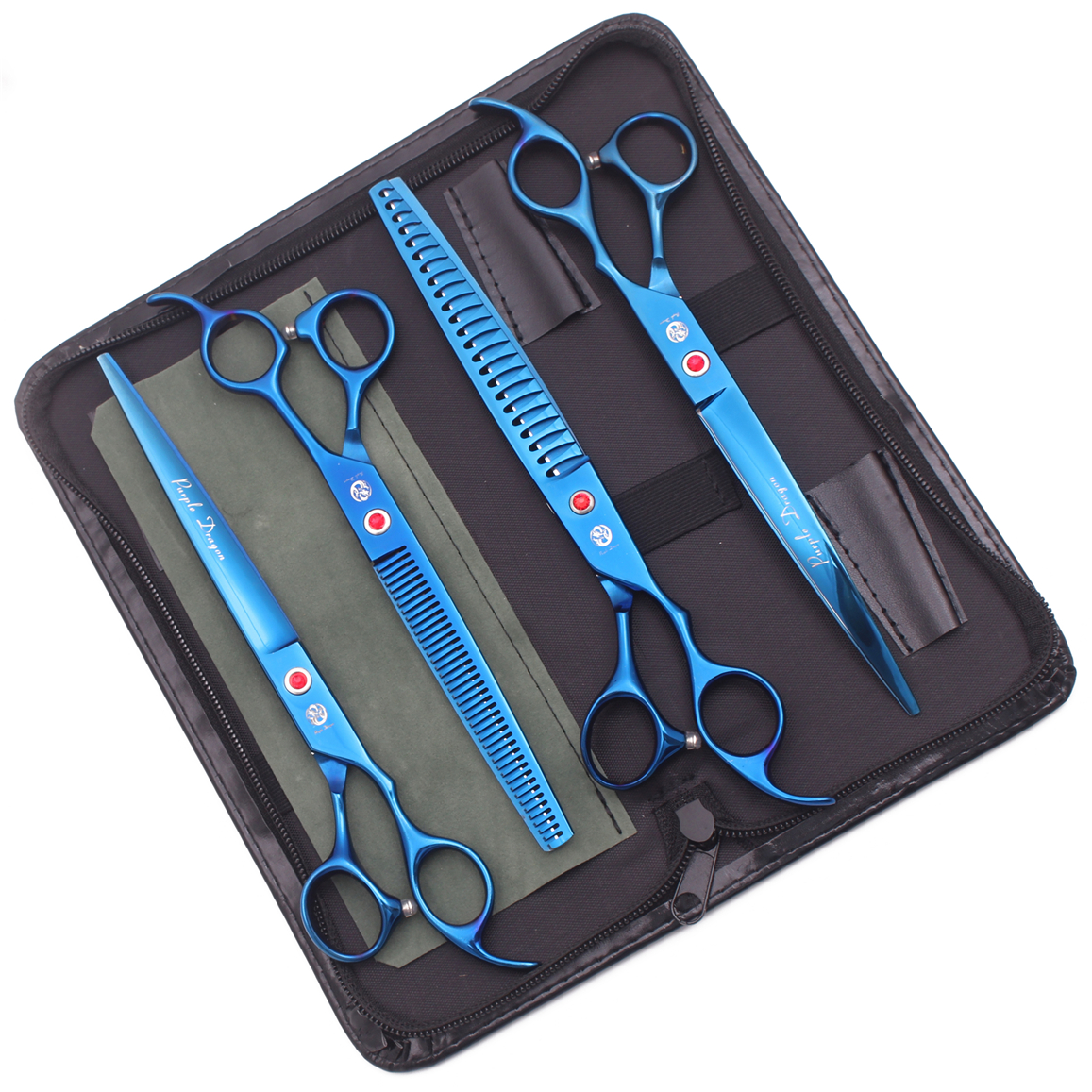 tijeras para perros 8,0 "dragón púrpura JP 440C tijeras de peluquería canina Kit para adelgazamiento tijeras perro curva tijeras agregar caso Z3005 tijeras peluqueria