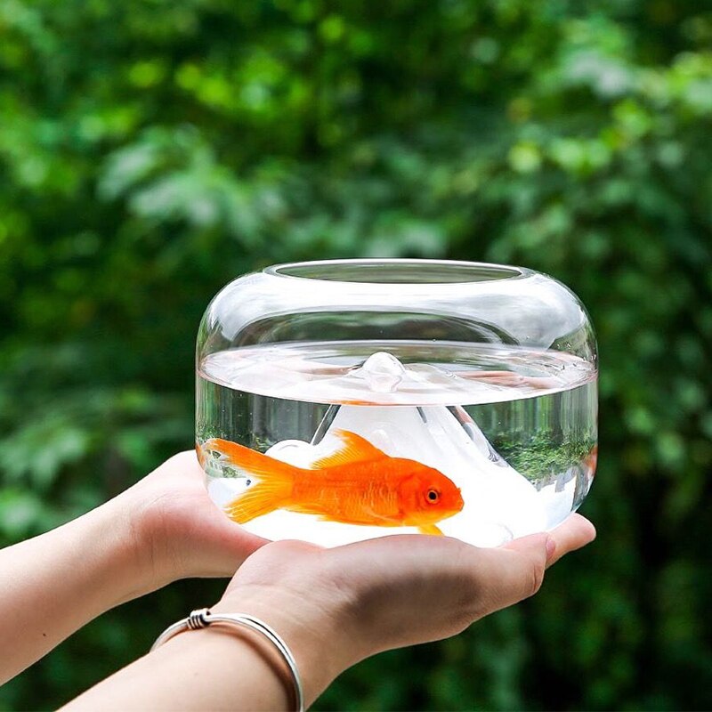 Zwaar Uitgevoerde Kunststof Ronde Viskom Stijl Breekbestendig Kunststof Klimop Kommen Multifunctionele Kleine Ronde Aquarium voor Bureau Boekenkast Decoraties (S