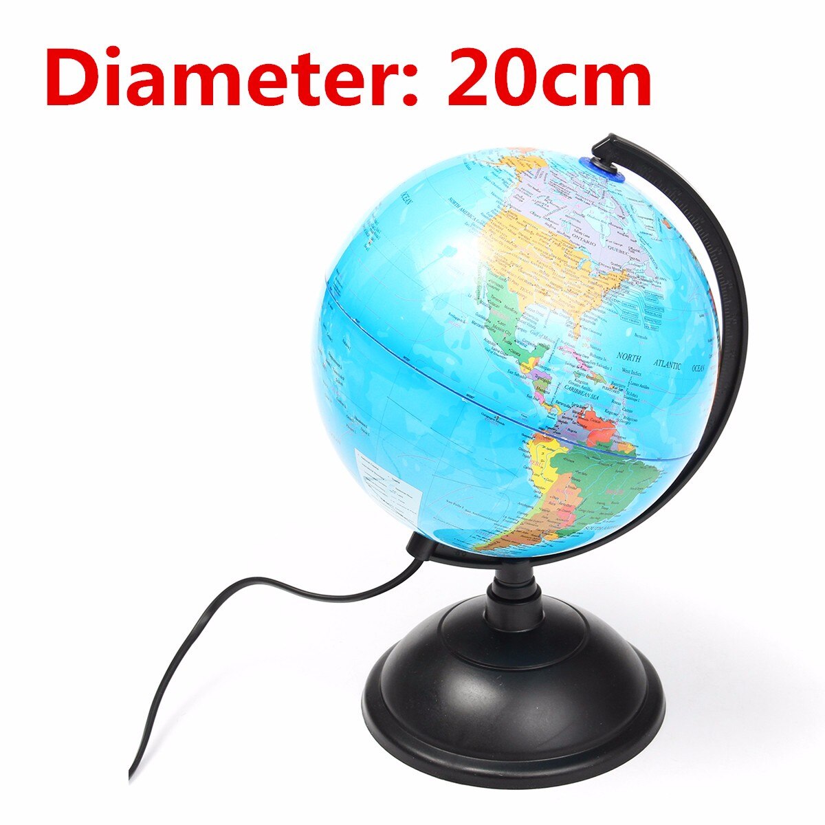 20Cm Led Wereldbol Aarde Tellurion Kaart Roterende Stand Geografie Educatief Speelgoed Home Office Desktop Decoraties
