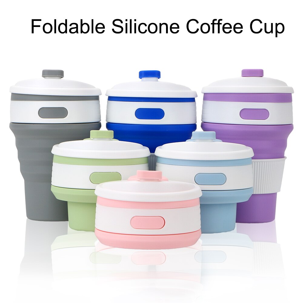 Silicone Travel Cup Coffee Mugs Drinking Ware Mug Folding Water Cups BPA FREE Portable Collapsible Food Grade Tea Coffee Cups