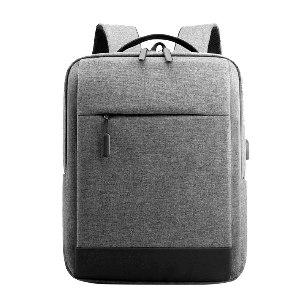 Mænd udendørs rygsæk kontrastfarve nylon rygsæk kontor rejse lynlås vandtæt taske sport computer tyveripose: Grå
