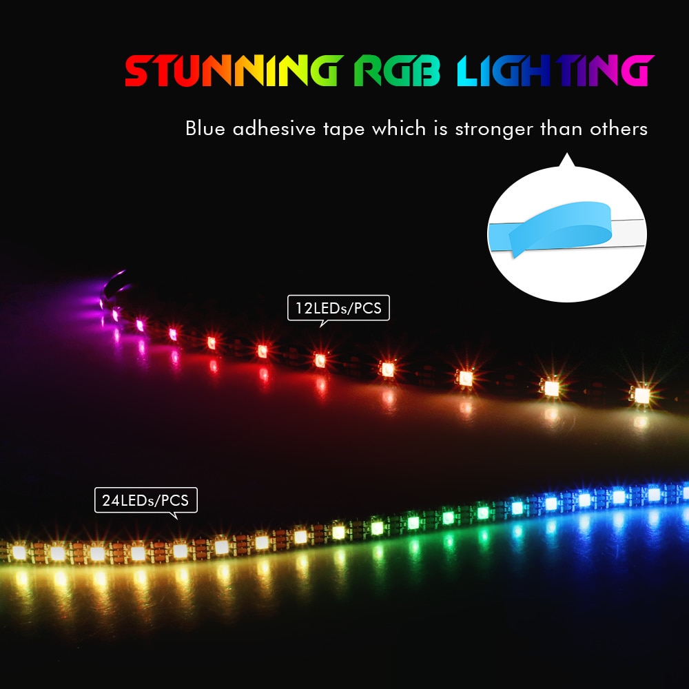 40cm Addressable WS2812b Digital LED Strip Rainbow RGB LED Lighting Kit for PC Computer Case Decor, for iCUE a CORSAIR Interface