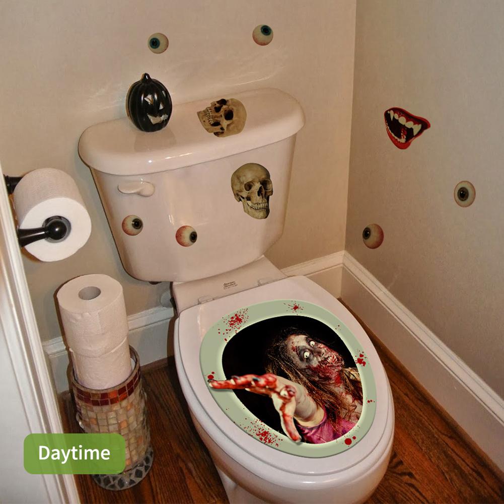 Halloween Toilet Seat Cover Decals Scary Glowing Stickers Bathroom Horror Walking Dead PVC Decoration Stickers