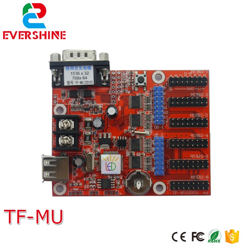 TF-MU)/TF-MU USB Memory And RS232 Serial Prot 1536*32Pixels LED Display Control Card Asynchronous Single Dual Color