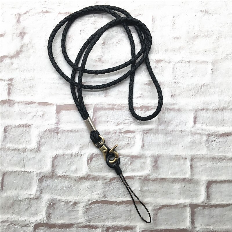 Soft Braided Lanyard Bronze Buckle Lanyard for keys ID Card Gym Mobile Phone Straps USB badge holder DIY Hang Rope: black 02
