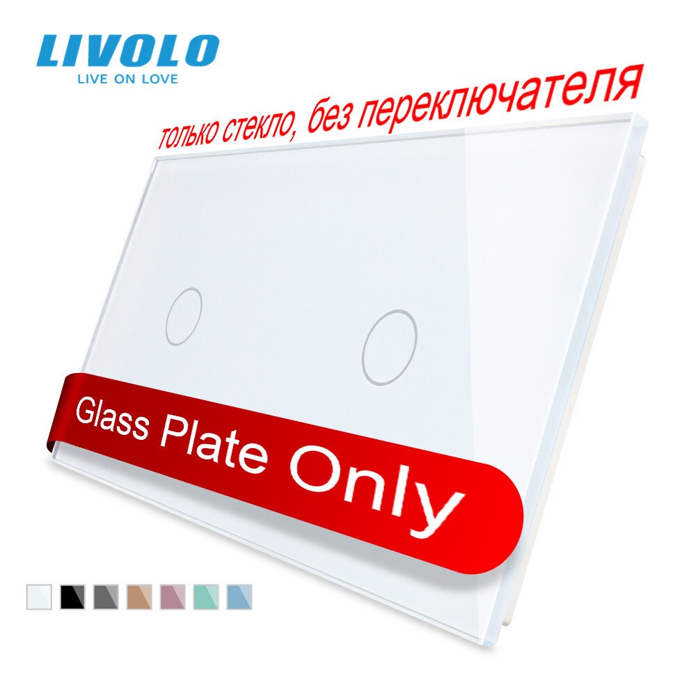 Livolo luksus hvid perlekrystalglas , 151mm*80mm,  eu standard, dobbelt glaspanel, vl -c7-c1/c1-11 (4 farver)
