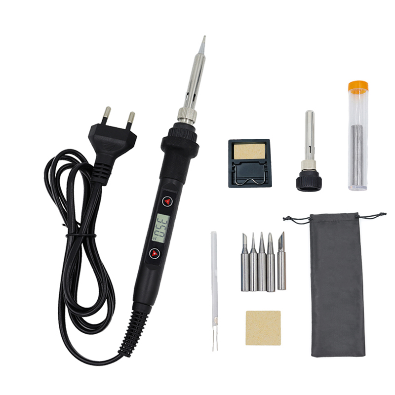 110V electric soldering iron set digital intelligent display temperature adjustable 60W rapid heating 220V welding torch: Black Package 3 / EU
