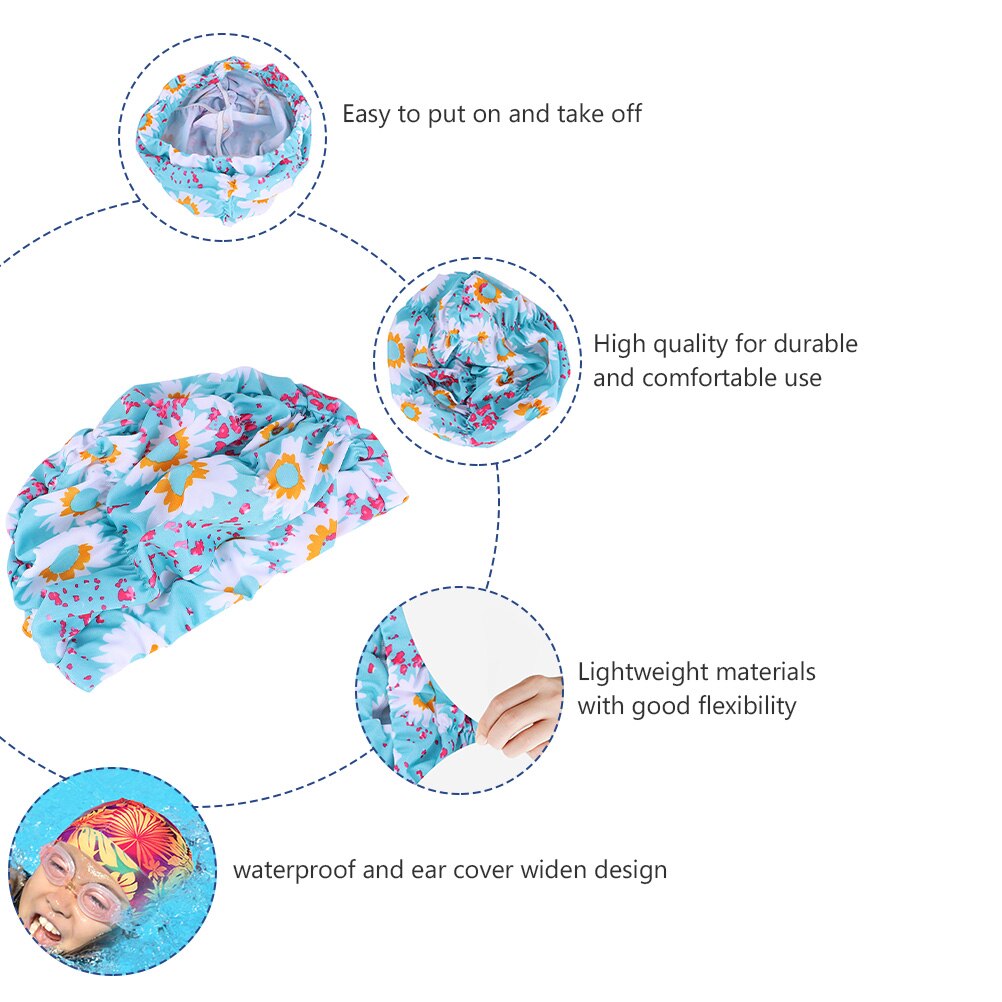 2 stk plisseret badehætte sportselastisk svømmehat ørebetræk svømmehoved tilbehør til kvinder piger dame