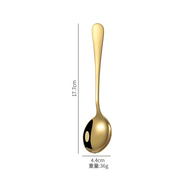 Colorful Soup Spoon 304 Stainless Steel Dinner Spoon With Long Handle Big Cooking Food Scoop For Kitchen Tableware: gold 1