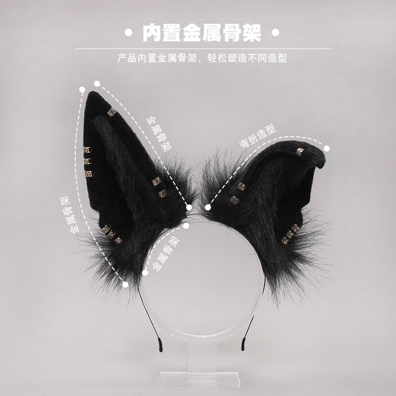 Uszy cosplay Wykonany ręcznie pluszowy pałąk bestia Anubis wilk kot placki uszy nakrycia głowy Halloween