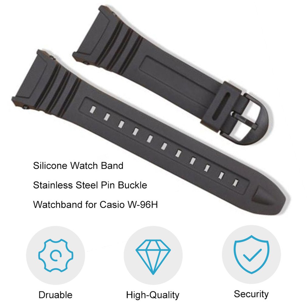 Bracelet Montre Silicone Fermoir Ardillon Acier Inox - 24 Mm, Sport, Pose Rapide