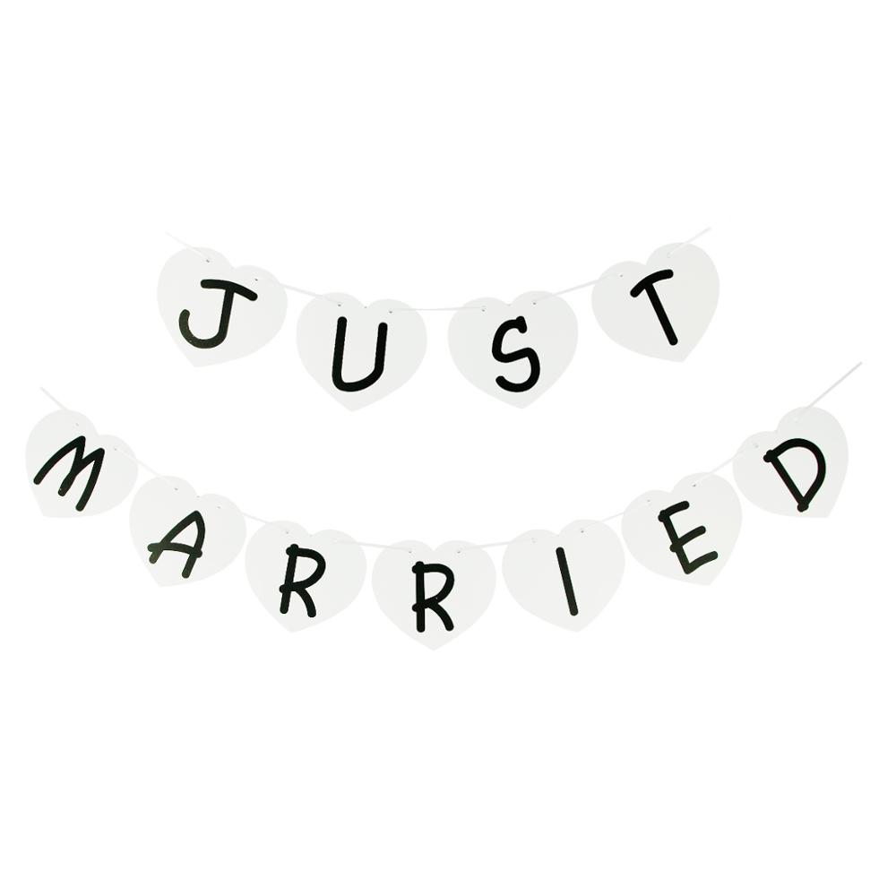 LAPHIL Wedding Decoration White Just Married Banner Mr Mrs Wedding Bunting Garland Photobooth Props Wedding Event Party Supplies