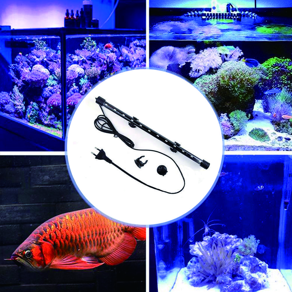 Barra de luz LED impermeable para acuario, lámpara acuática sumergible de 17cm, fluorescente, para buceo, color azul y blanco, 5730 T4LED