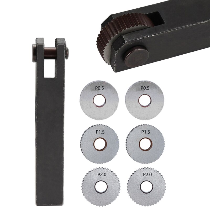 Straight Knurling Cutter Tool 7pcs Straight Linear Knurling Wheel 0.5 1.5 2.0mm