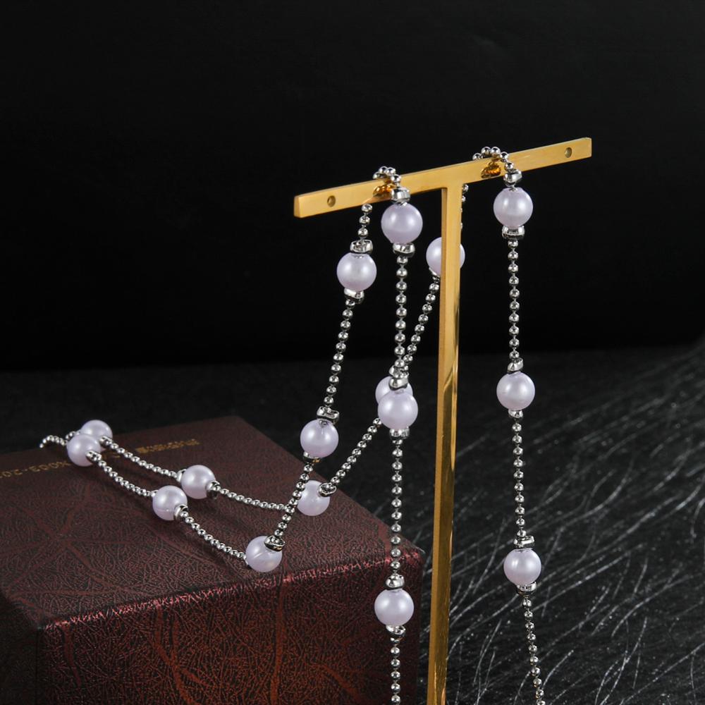 Teamer Gesimuleerde Parel Kralen Ketting Voor Bril Mode Masker Lanyards Ketting Zonnebril Ketting Bandjes Eyewear Accessoires: G silver color