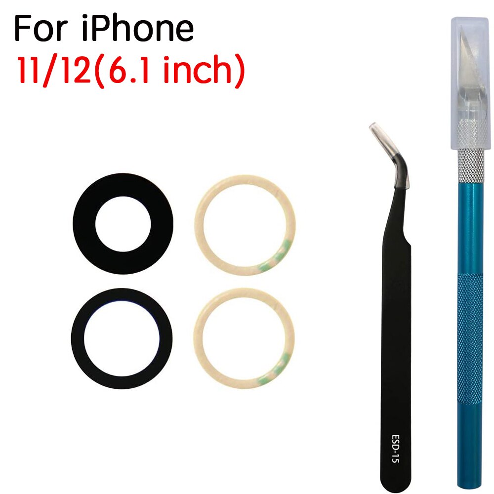 Achter Back Camera Glas Lens Cover Voor Iphone 6 6S 6SP 7 7P 8 Plus X Xr Xs 11 12 Pro Max Met Lijm En Reparatie Tools: 11 12