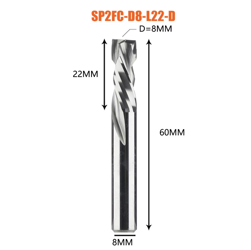 Fresa de compresión para carpintería, corte hacia arriba y hacia abajo, dos flautas, herramienta de fresado de carburo en espiral, enrutador, brocas de corte de fresa de madera: 28 mm