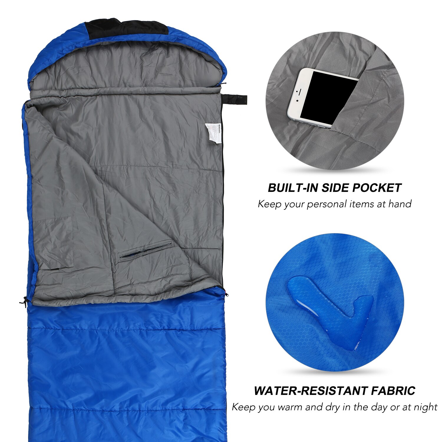 Lixada kopertowy śpiwór z zapinanymi na zamek otworami na ramiona i stopy odkryty sprzęt biwakowy turystyka z plecakiem podróżowanie