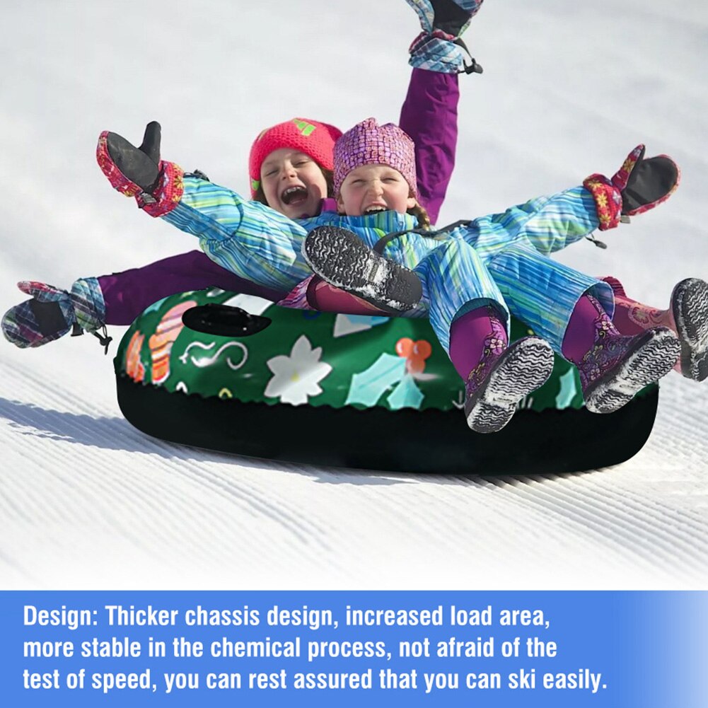 Snow Tube Inflatable PVC Outdoor Sports Adults Childern Ski Circle Portable Winter With Handle Games Round Wear Resistant Family