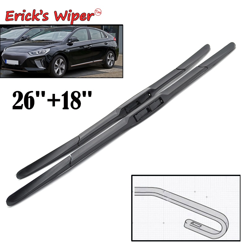 Erick 'S Ruitenwisser Front Hybride Wisserbladen Voor Hyundai Ioniq Voorruit Voorruit Voorruit 26 "+ 18"