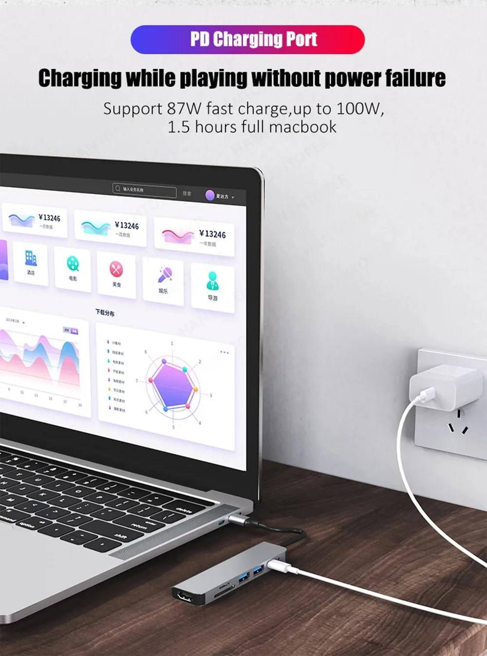 Adaptador USB C Hub tipo C 3,0 a tarjeta 4K HDMI SD TF PD divisor de carga rápida estación de acoplamiento Hub para teléfono MacBook ordenador