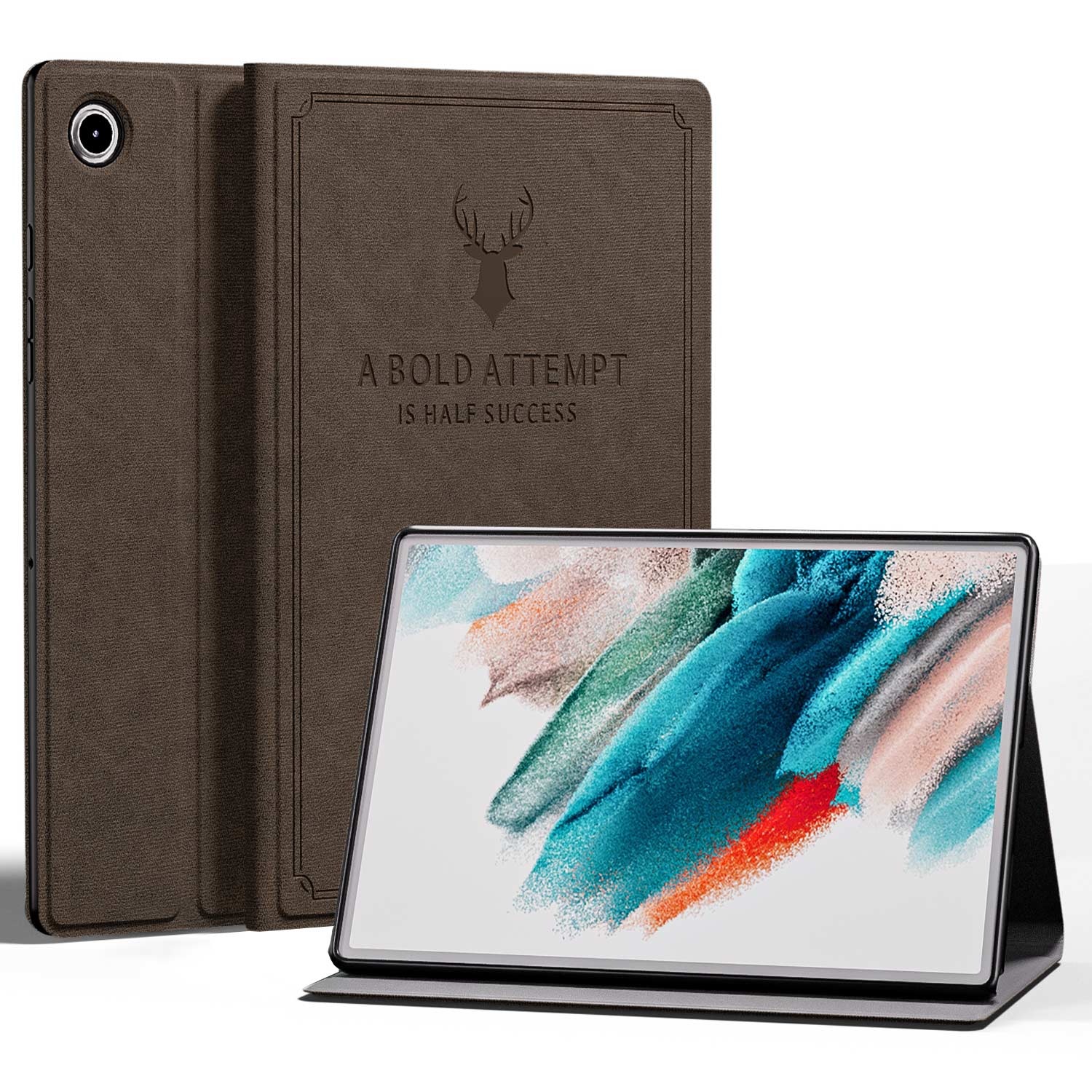 Case For Samsung Galaxy Tab A8 Tablet Cover for Samsung Tab A8 10.5 SM-X200/SM-X205 Flip Folio Stand Protection Case: Coffee