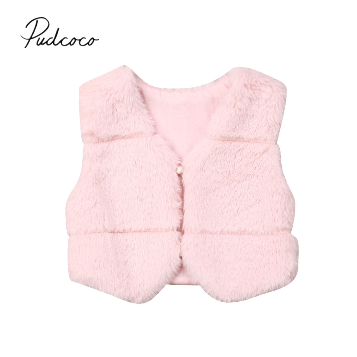 Baby Autumn Winter Clothing Pink Kid Girl Toddler Faux Fur Vest Gilet Winter Waistcoat Coat Body warmer Solid Fuzzy Top