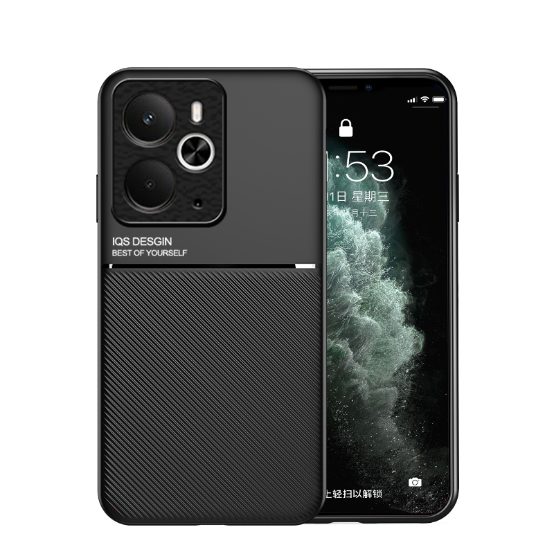 Slim Non-Slip Portective Case For Realme 14 5G With Metal Plate Magnetic Car Holder Cover For Realme 14 5G