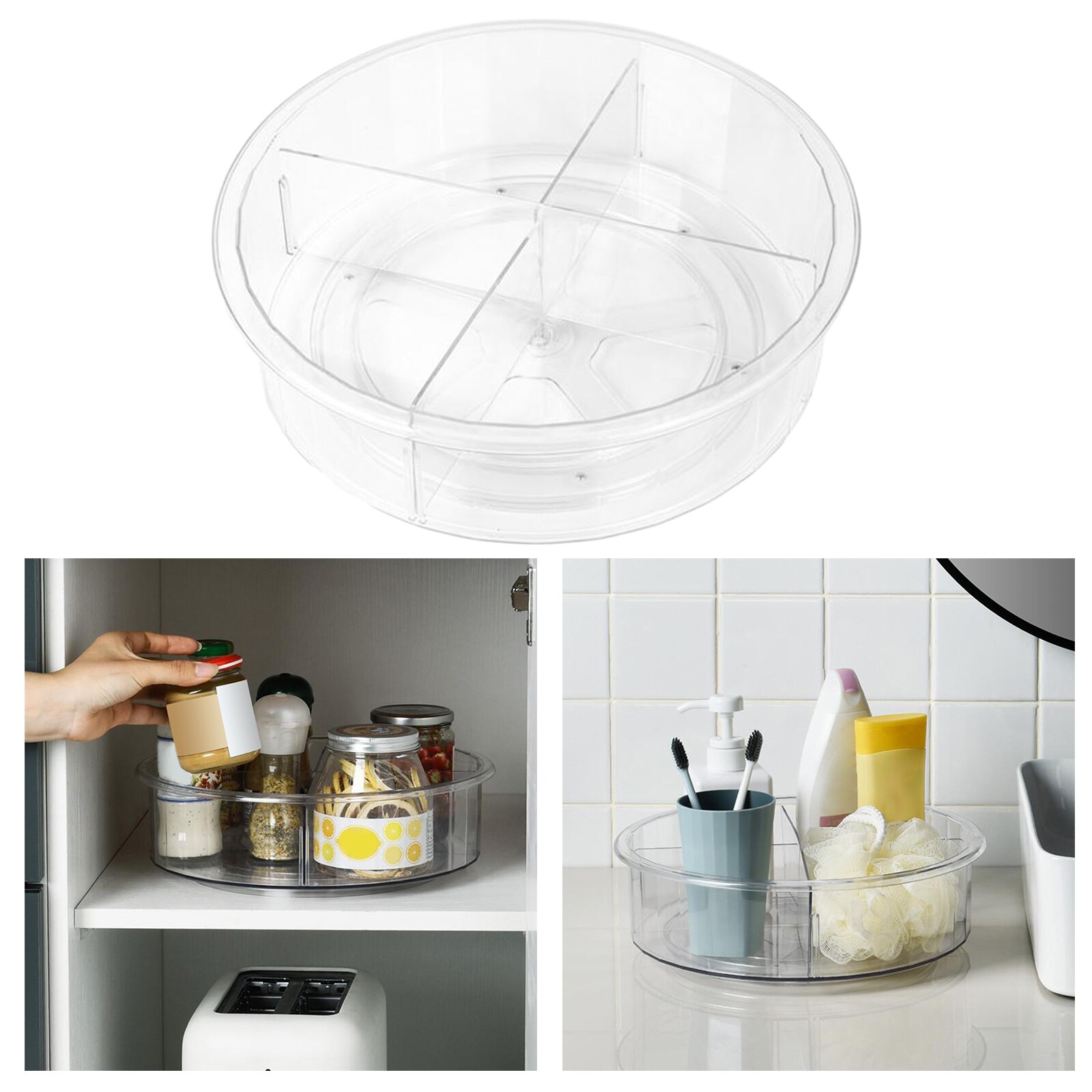 Lazy Susan Turntable Organizer Box Spice Rack for Kitchen Storage Cabinet Makeup