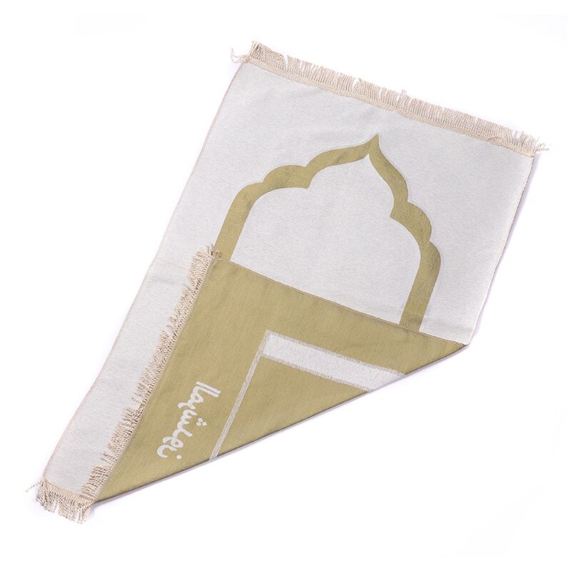 Muslin Prayer Rug Beige White Tassel Islamic Ethnic Rectangle Carpet Mat Blanket G5GB