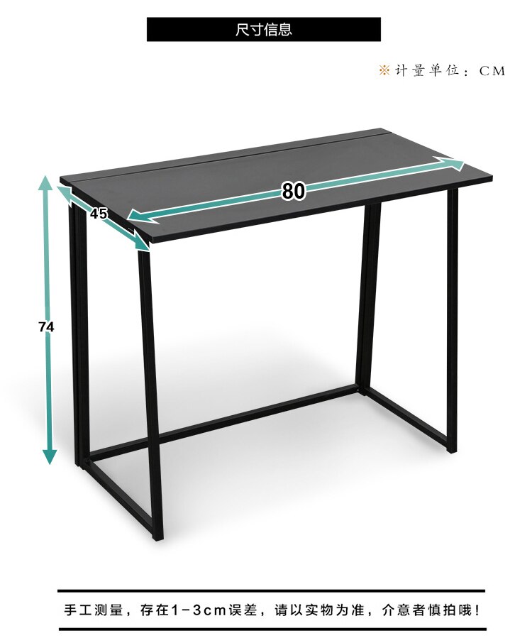 Tavolo pieghevole lungo 80 larghezza 45 altezza 74 mm scrivania: nero