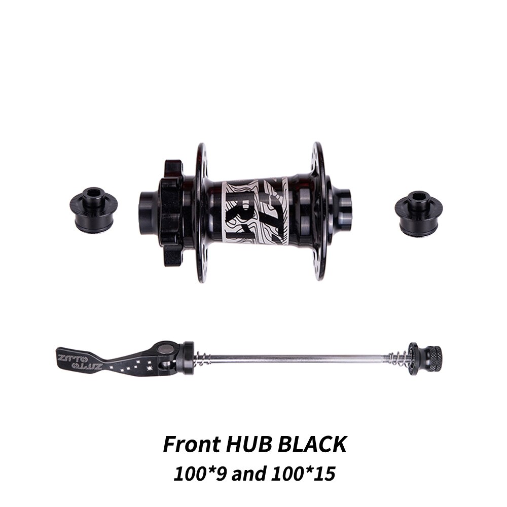 ZTTO Mountain Bike 32 Holes Disc Brake Hub DR190 54T Ratchet Bearings Thru Axle Quick Release HG XD MS Front Rear 15x100 12x142: Front Hub Black