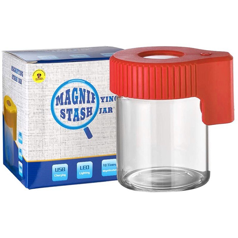 LED glass luminous jar, transparent frosted storage box, storage tank: Red