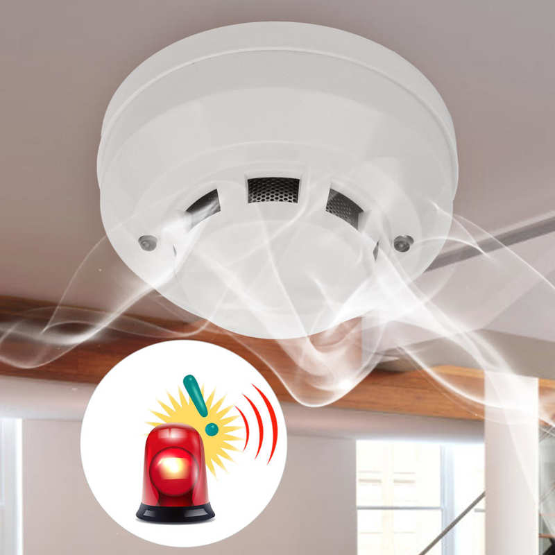 Smoke Detector Wired Fire Alarming Sensor for Domestic Commercial LED Indicator 9-24V Fire Protection Smoke Detector Safe