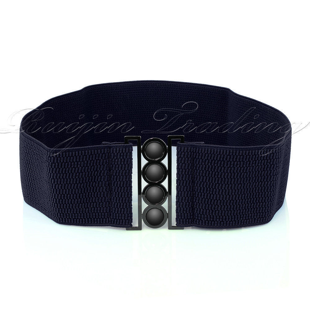 Vrouwen collectie Stretch Gesp Taille Riem Brede Elastische Cinch Corset Tailleband: Blauw