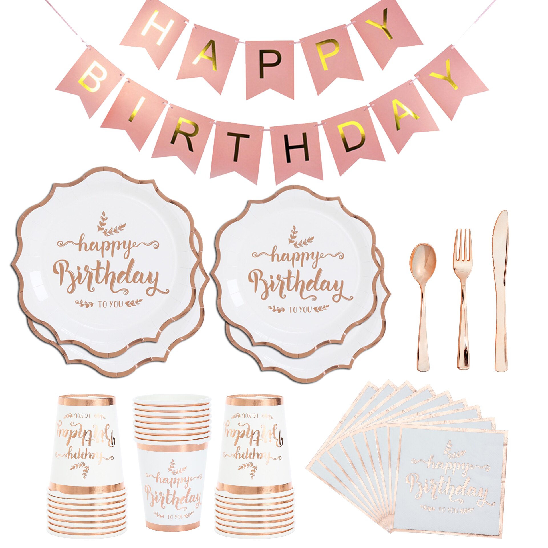 Rose Gold Gelukkige Verjaardag Banner Roze Gelukkige Verjaardag Slingers Vrouwen 16 18 21th Gelukkige Verjaardag Party Decor Kids Meisje 1st roze